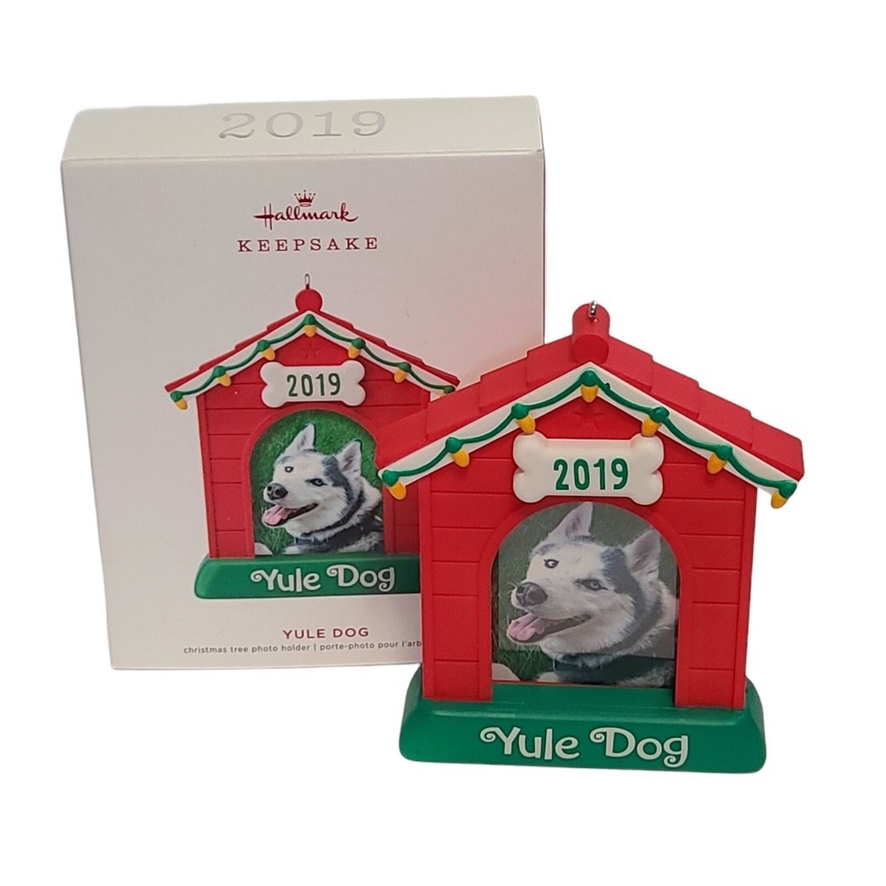 Hallmark 2019 Keepsake Yule Dog Christmas Tree Photo‎ Holder Ornament Husky
